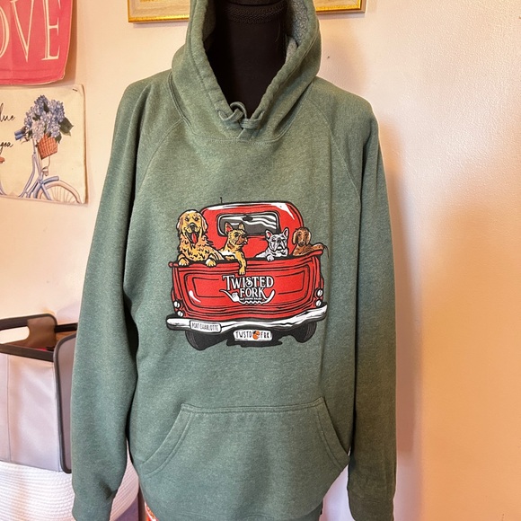 Twisted Fork Dogs in Red Truck Sweatshirt - Red and Green - Picture 4 of 6